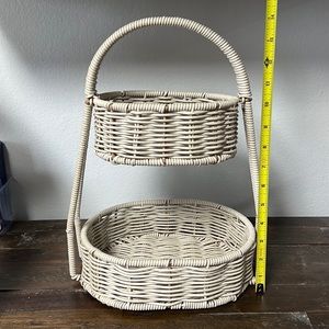 Standing storage basket with 2 bins
